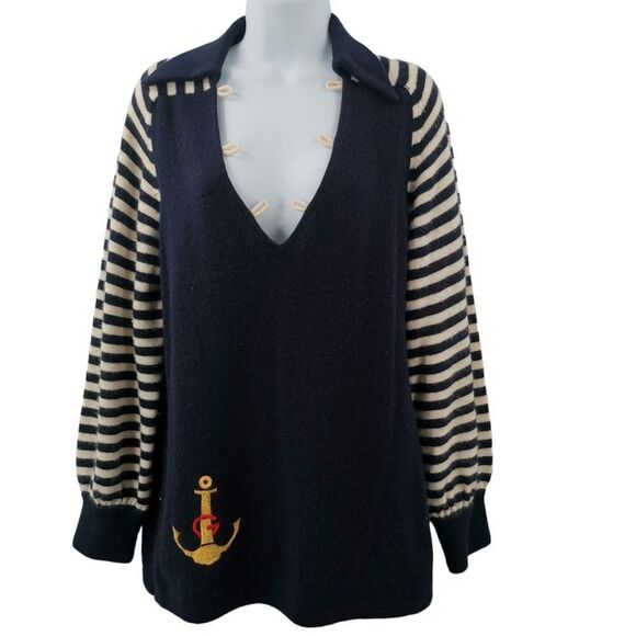 Rare Vintage Gucci Nautical Anchor Sweater | 100% Cashmere | Circa 1960s - Picture 1 of 3